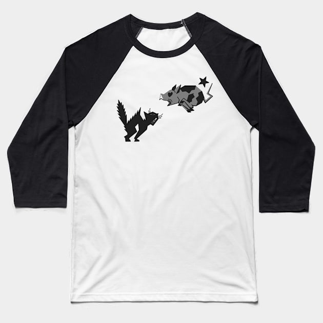 Cat And Mouse Baseball T-Shirt by BackSkull